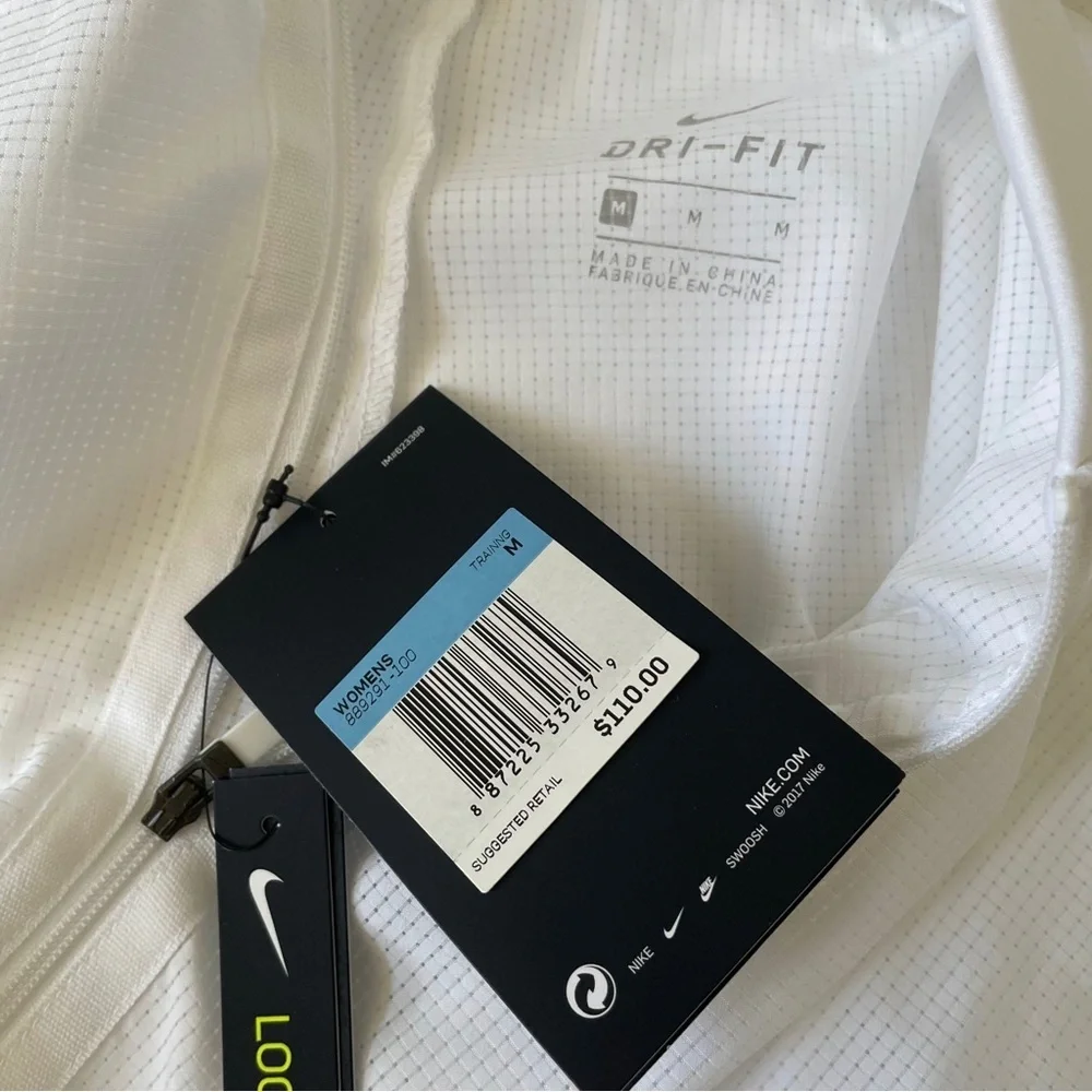 Nike Dry Bliss Jacket White Butter Zip Up Lightweight Training Unlined Sz M NWT